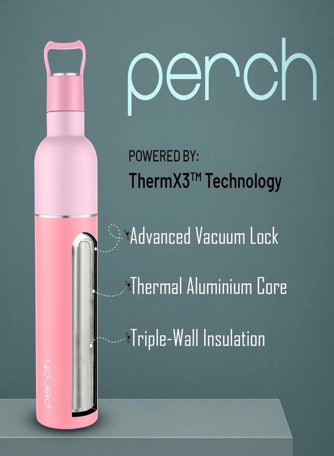 Perch Oasis thermosteel Water Bottle,Hot and Cold,Vacuum Insulated ISI Certified Flask,Steel Water Bottle for Kids | Office (Baby Pink with Pink, 760 ml) - Image 4